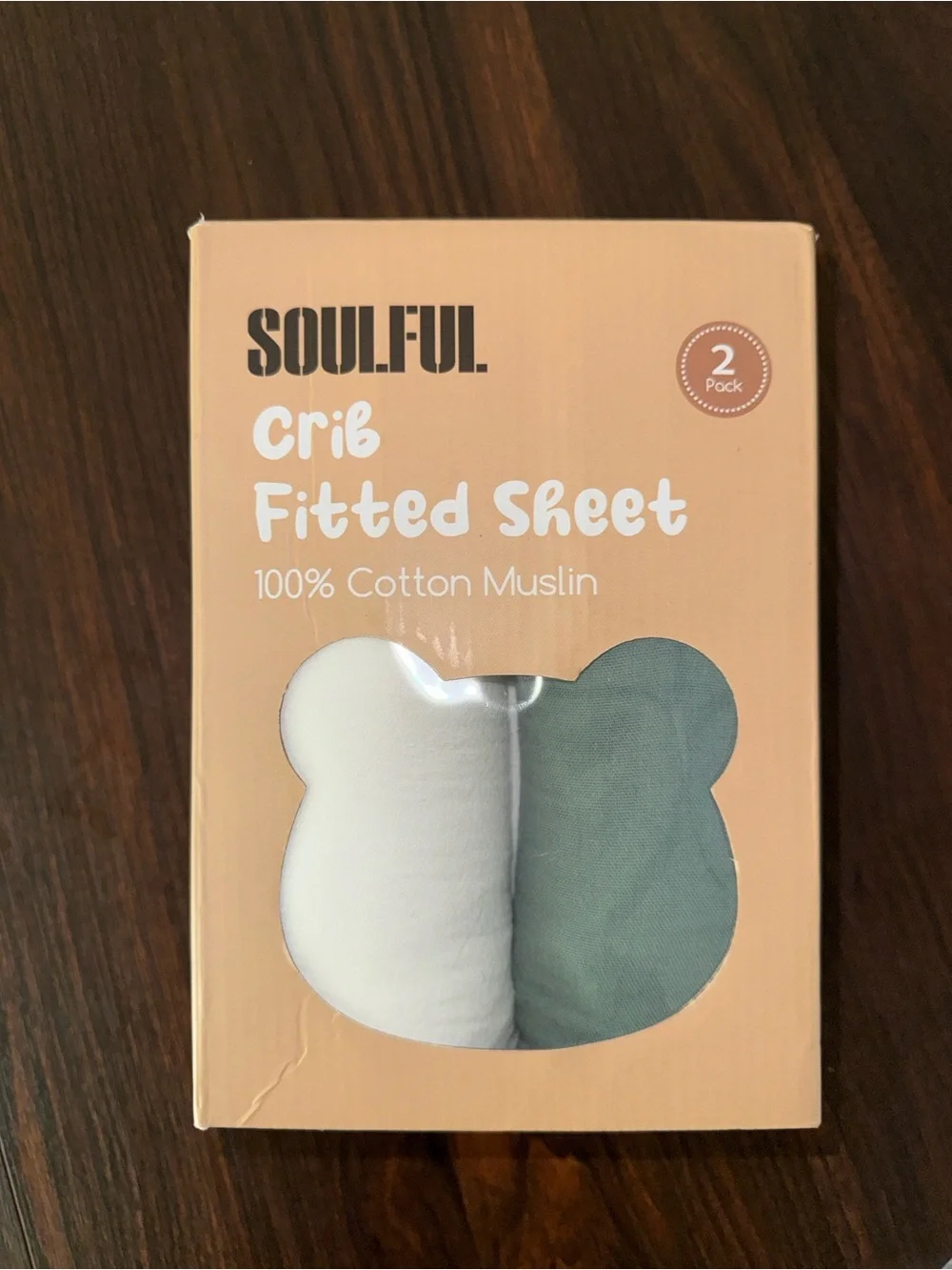 White & sage Muslin Crib Sheets - 2 Pack